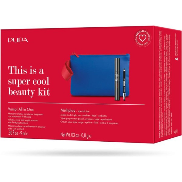 Pupa vamp! set mascara de pestañas travel set 1un + lapiz de ojos 1u + neceser 1u